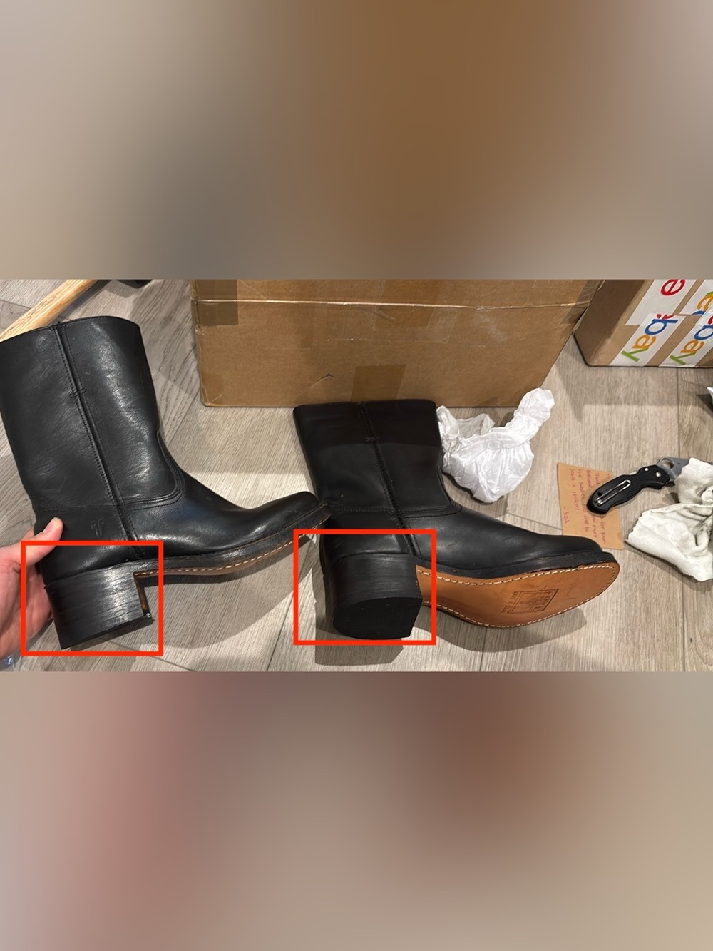 Frye Black Leather Tall Riding Boots